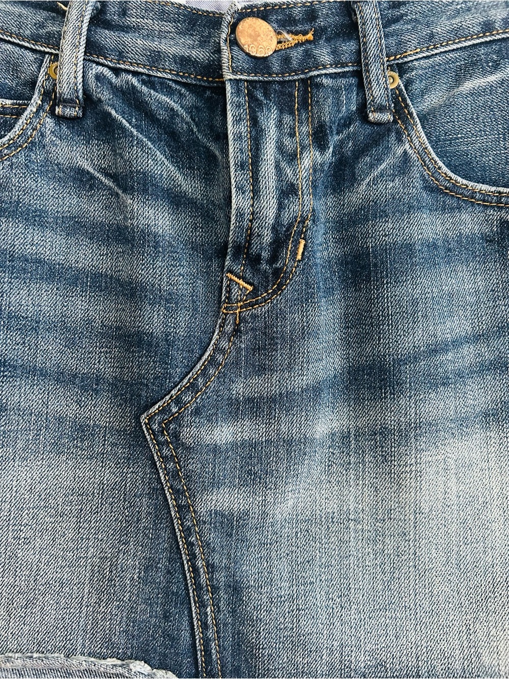 GAP Blue Distressed Denim Mini Skirt - Picture 2 of 7